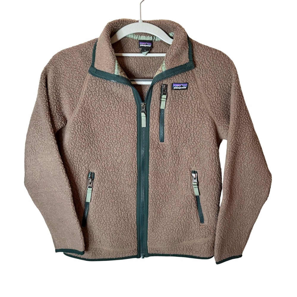Patagonia Kids Retro Pile Fleece Jacket Boys 10 M Brown Outerwear Gorpcore